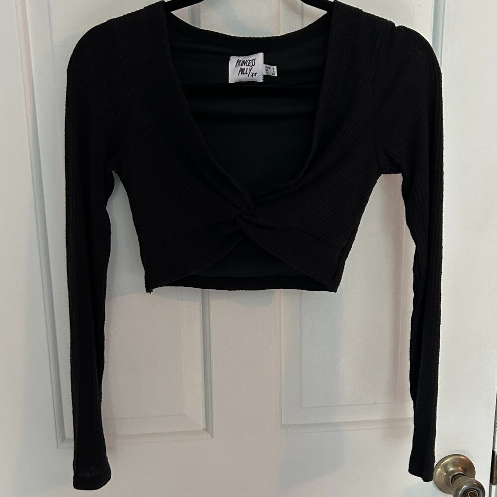 Princess Polly Twist Front Top Black